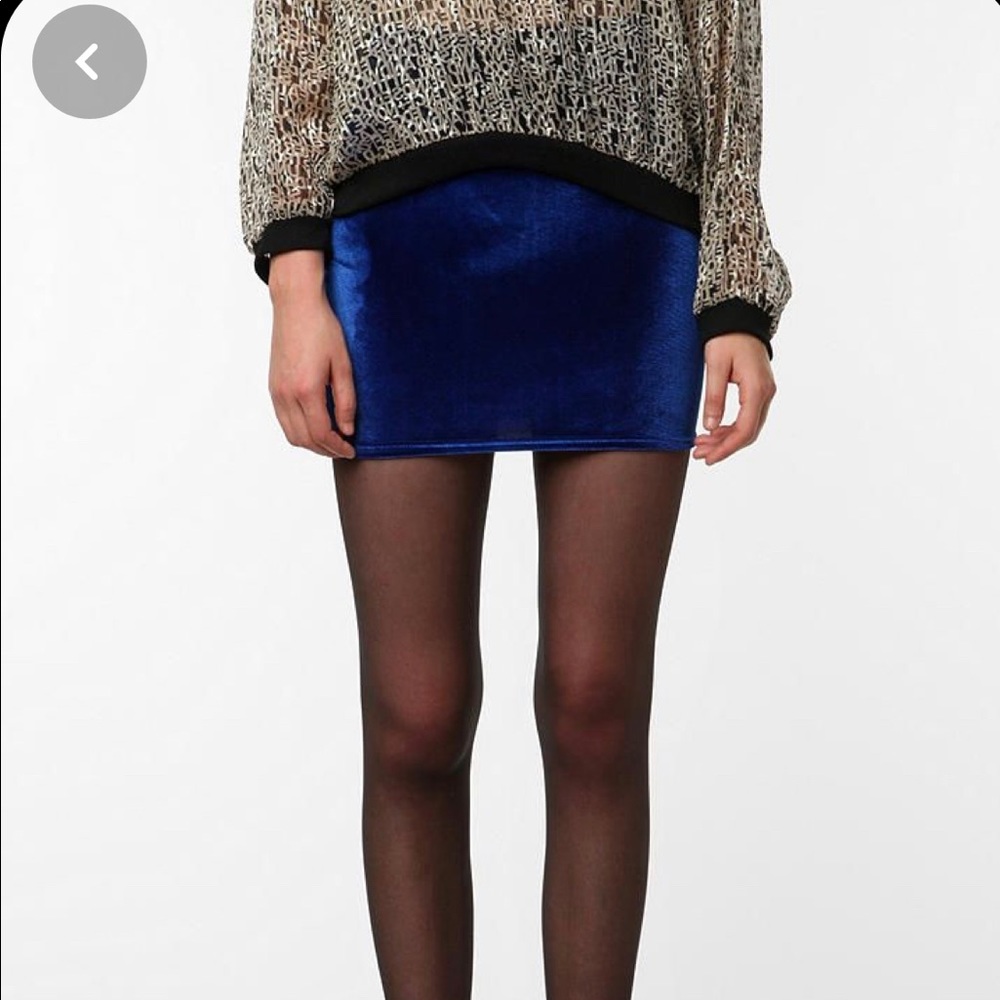 Urban Renewal Blue Velvet Skirt
